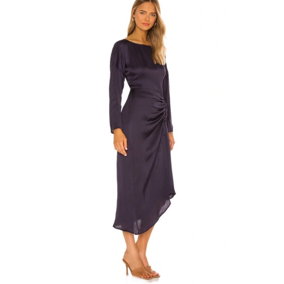 L'Academie Long Sleeve Midi Dress in Navy Small - Picture 2 of 9